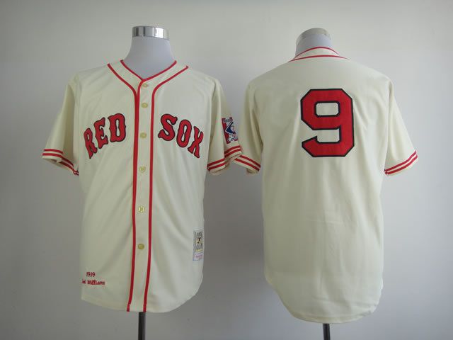 Men Boston Red Sox #9 Williams Cream Throwback MLB Jerseys->boston red sox->MLB Jersey